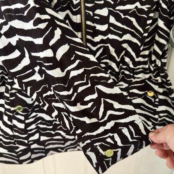 Calvin Klein Linen Jacket Zebra Striped Unlined Convertible Sleeves - Picture 5 of 6